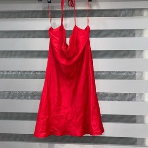 Zara red satin slip dress